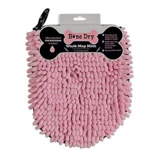 Bone Dry Drying Pet Towel, Mop Mitt - 9 x 7.5", Pink, 2 Piece